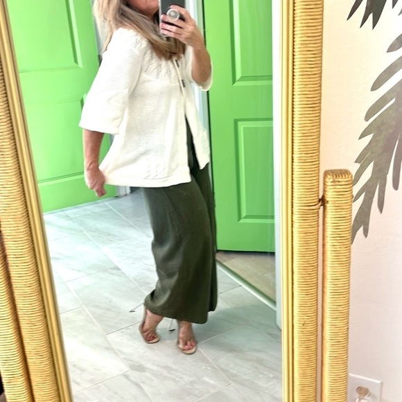 Max Studio, Sophisticated Rich Hunter Palazzo Pants, Drawstring Waist,Pockets,S - Picture 3 of 14